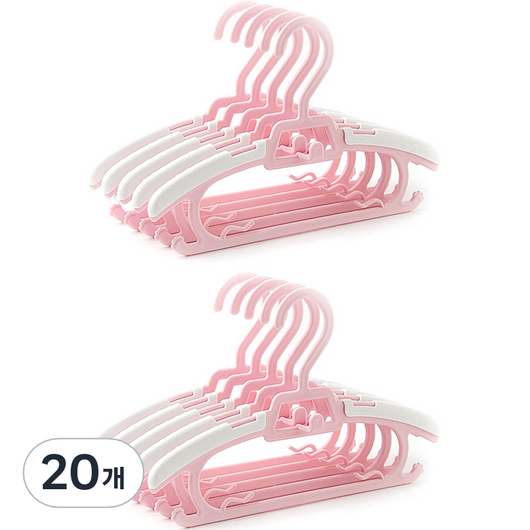재니홈 길이 조절 유아 옷걸이, 20개, 핑크