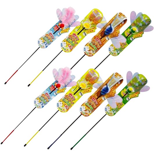 펫츠루트 카샤카샤 고양이 재롱스틱 4종, 금붕어, 꽃, 참새, 딱정벌레, 2세트