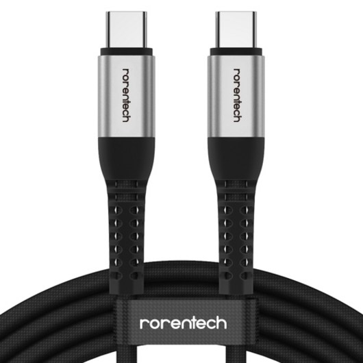 로랜텍 초고속 충전케이블 C to C PD 60W, 1m, 실버블랙, 1개