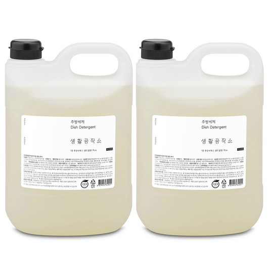 생활공작소 쌀뜨물 주방세제, 4L, 2개
