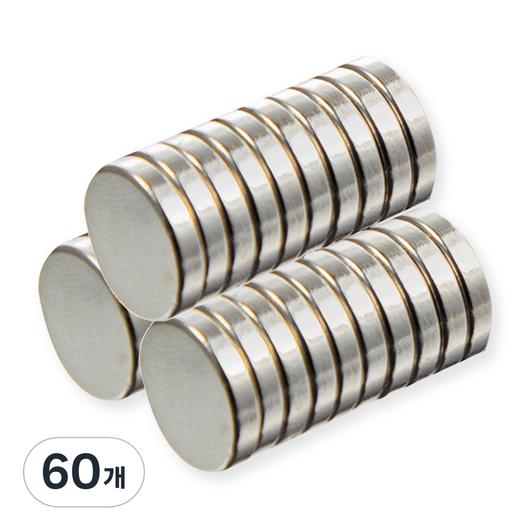 코멧 강력한 네오디움 원형 자석 30개 10mm x 2mm, 실버, 60개