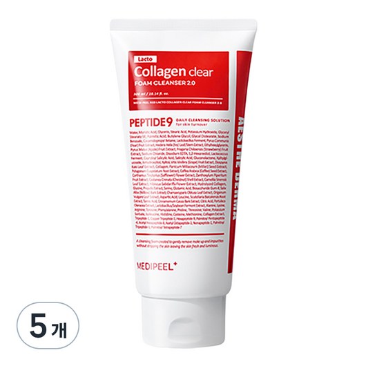 메디필 레드 락토 콜라겐 클리어 폼 클렌저 2.0, 5개, 300ml