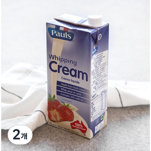 폴스 휘핑크림 1L, 2개 세트 밀락