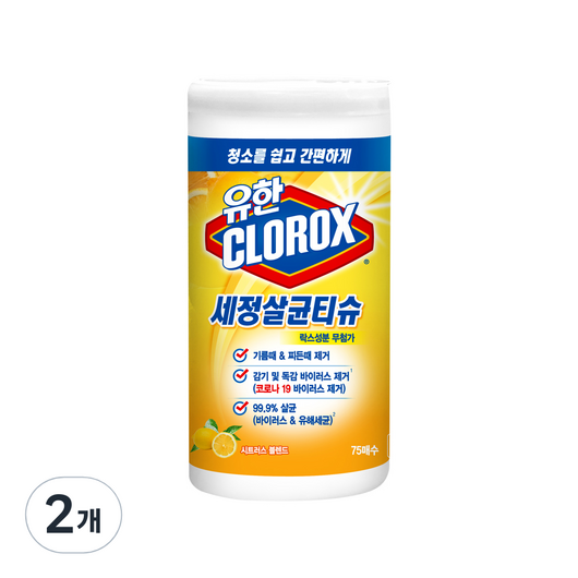 크로락스 세정살균티슈 시트러스 블렌드, 2개
