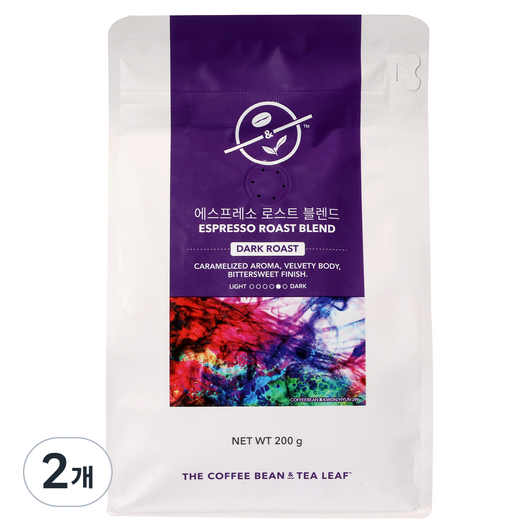 커피빈 에스프레소 로스트 블렌드 원두, 홀빈(분쇄안함), 200g, 2개