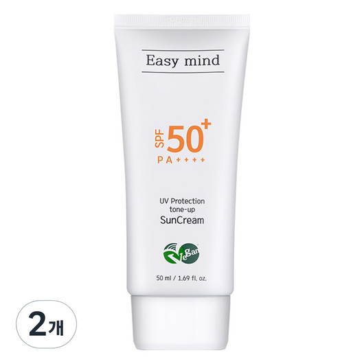 이지마인드 자작나무 무기자차 톤업 비건 선크림 SPF50+ PA++++, 2개, 50ml