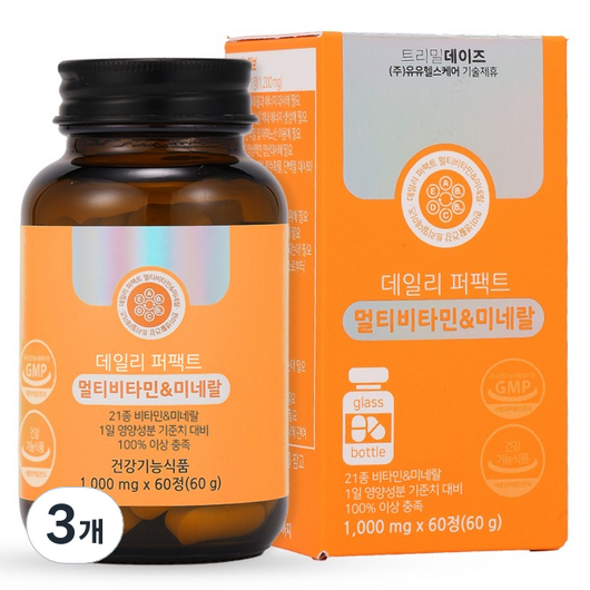 트리밀데이즈 데일리 퍼팩트 멀티비타민앤미네랄 60g, 60정, 3개