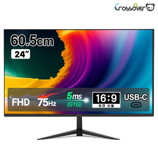 크로스오버 249DCP IPS75 USB-C 아이세이브 무결점 삼성DEX 맥북지원 24인치 모니터, 61cm, 249DCP(무결점)