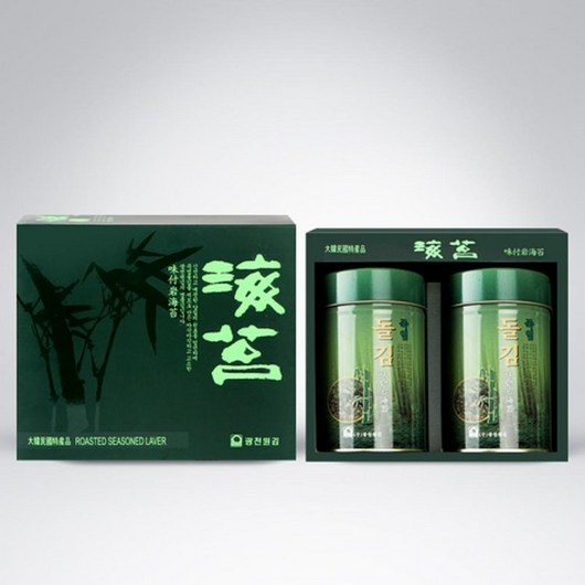 죽염 돌김 2캔 선물세트 구운김, 1