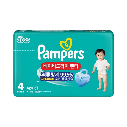 팸퍼스 2025 베이비드라이 팬티형 기저귀 남녀공용, 4단계, 42매