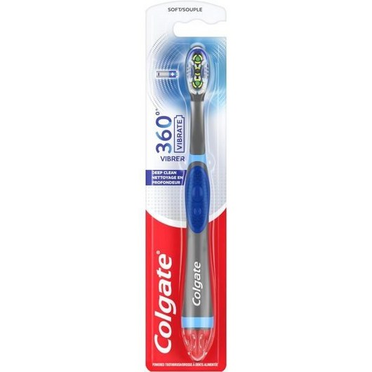 Colgate 콜게이트 360 진동 딥 클린 배터리 작동 칫솔 AAA 1개 포함 일회용 통입 1팩