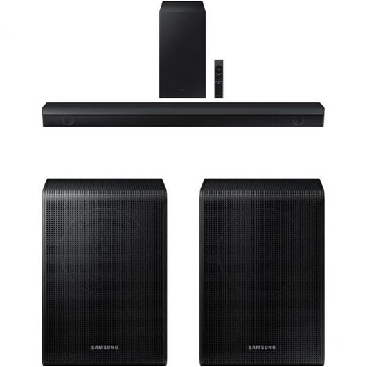 삼성 HW-C450 2.1ch 사운드바 DTS Virtual X 서브우퍼 포함 베이스 부스트 어댑티브 사운드 라이트 게임 모드 블루투스 무선 서라운드 호환 최신 모델 블랙, HW-B550, Soundbar w/SWA-9200S Rear Spea