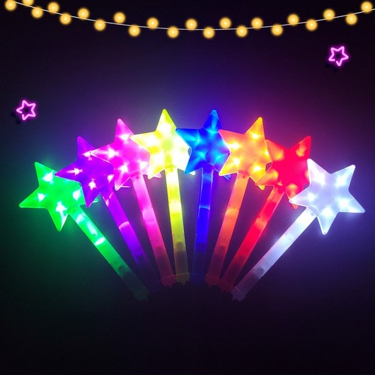 LED 왕별봉 응원봉 별 야광봉 콘서트 응원 파티, 10개, 보라색