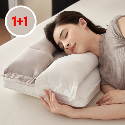 KURUA 사계절 통세탁 가능한 탈부착형 경추베개 2개 세트 – 그레이 캔코베개