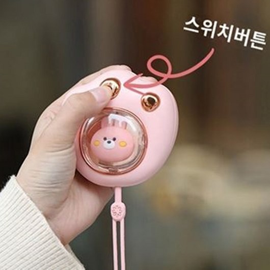 귀여운 충전식 휴대용 손난록 보조밧데리 겸용 방한 캐릭터 손난로, 핑크, 1개