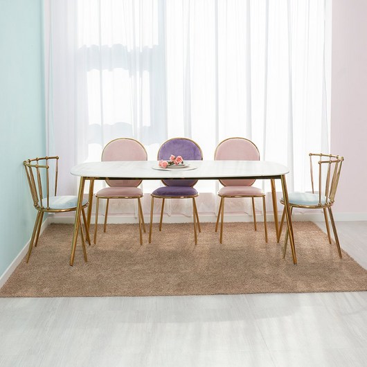 베일리 골드 4인용 양면 타원형 세라믹식탁 1400, 골드프레임/양면