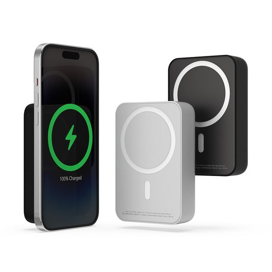 디버스 휴대용 5W 기내반입 맥세이프 플리커 무선충전 미니 보조배터리 5100mAh 8핀, 화이트그레이, 1개