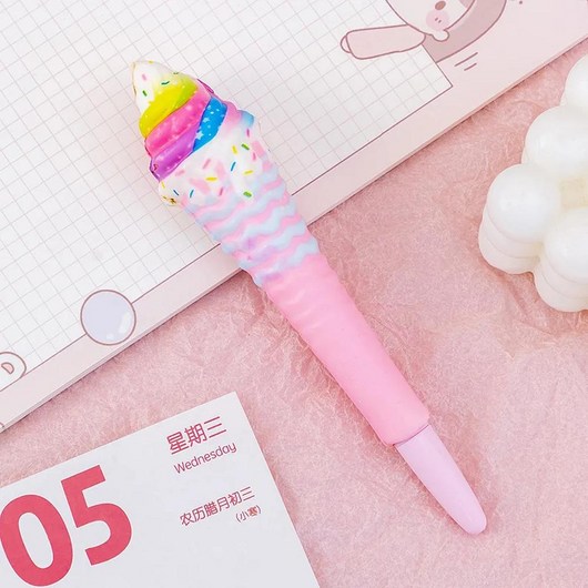 귀여운 동물 스트레스 해소 펜 만화 스퀴시 시그니처 소프트 폼, 1개, 5.ice cream
