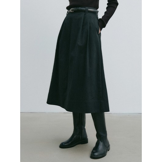 룩캐스트 니아 턱 에이 라인 스커트 NIA TUCK A LINE SKIRT_2colors