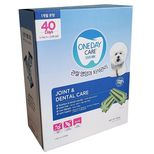 원데이케어 관절영양과 치석관리 (40개입) 강아지껌 강아지관절관리 반려견영양, 1개, 600g