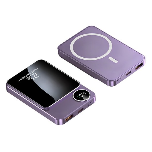 대용량 15W무선충전 PD23W QC3.0 맥세이프 호환 맥세이프보조배터리 10000mAh, 퍼플