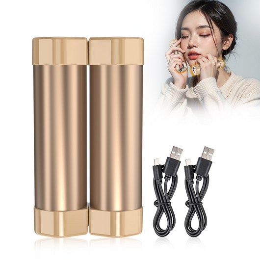 CCAGU 휴대용 충전식 손난로 보조배터리 10000mAh 겸용 전자 핫팩, 골드색, 2024년