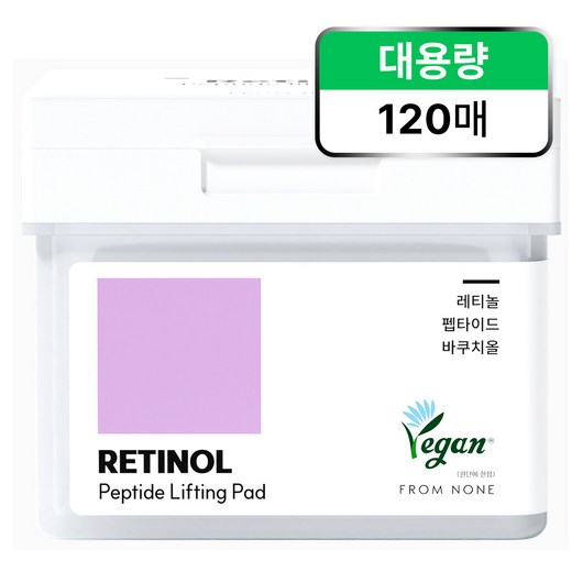 프롬논 레티놀 펩타이드 리프팅 대용량 토너 패드 120매입, 1개