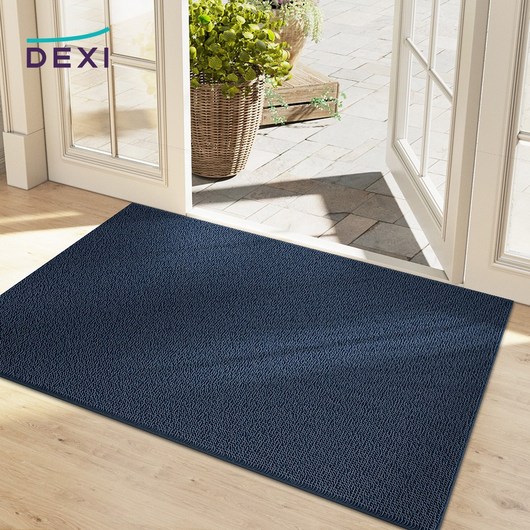 DEXI 1개 바닥 출입구 발판 매트 웰컴 현관 미끄럼방지 발매트 그레이 도어매트 43.5*75cm 61*91cm 76.5*120cm, Blue