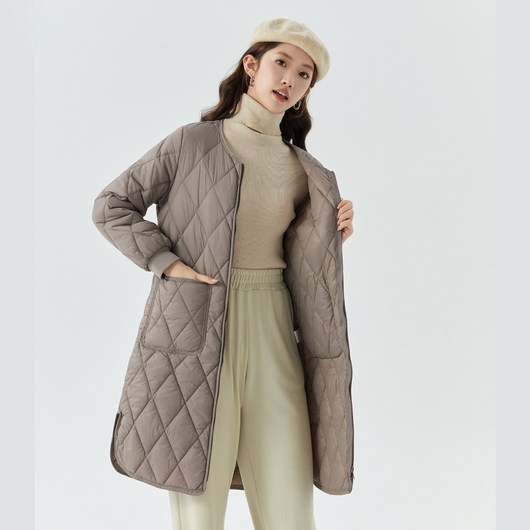 ANYOU 퀼팅 롱 경량패딩 여성용 구스다운 여성 롱패딩 C16Q9