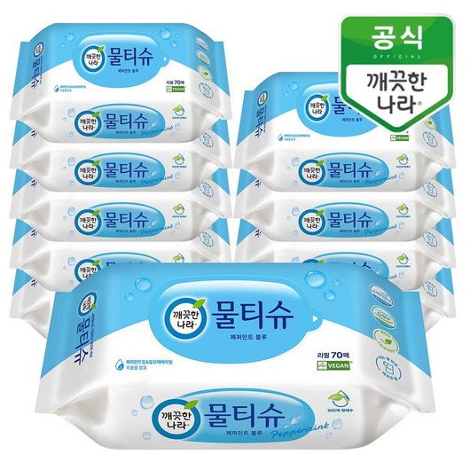 깨끗한나라 페퍼민트 물티슈, 70개입, 1개