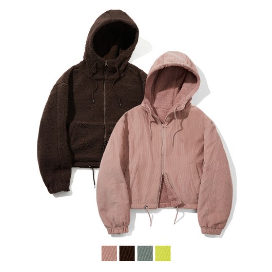 CODEGRAPHY (우먼) 코듀로이 리버시블 플리스 크롭 후드집업_4color
