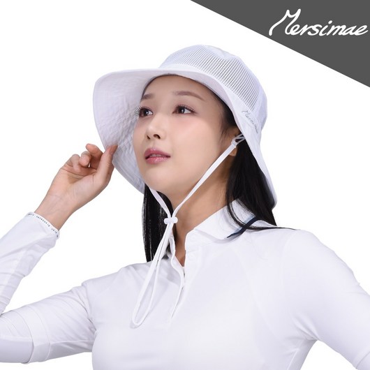 머시매 55그램 초경량 메쉬 스트링 버킷햇 여성벙거지, 화이트, Free, 1개