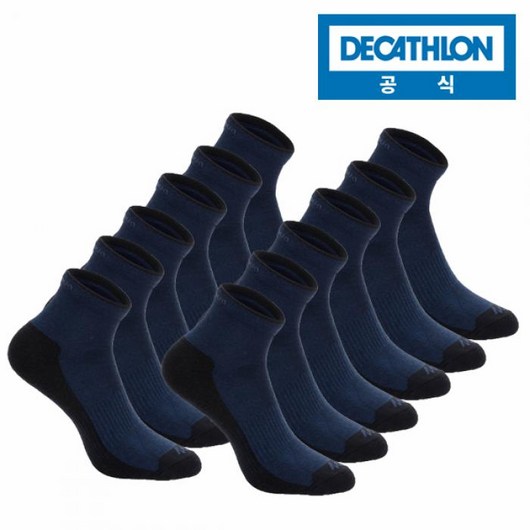 데카트론 공식 퀘차 NH100 성인 등산 중목 양말 2켤레, 다크 블루