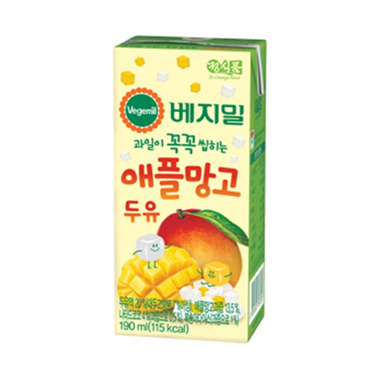 베지밀 과일이 꼭꼭 씹히는 애플망고 두유, 190ml, 20개 롯데망고190ml