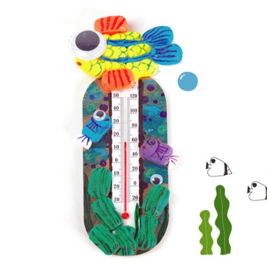 어린이집 미술 아트콘 물고기 온도계만들기 4인 문화센터 DIY수업 초등2 7살