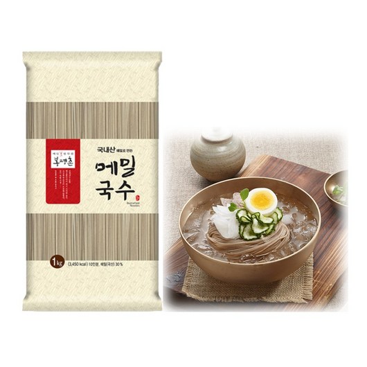 봉평촌 국내산 메밀국수 막국수 소바 냉모밀 메밀면 1kg, 6개 얼음찬메밀소바