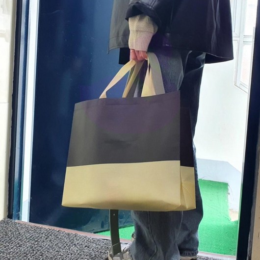 PS 부직포 가로쇼핑백 투톤블랙 소 고급쇼핑백