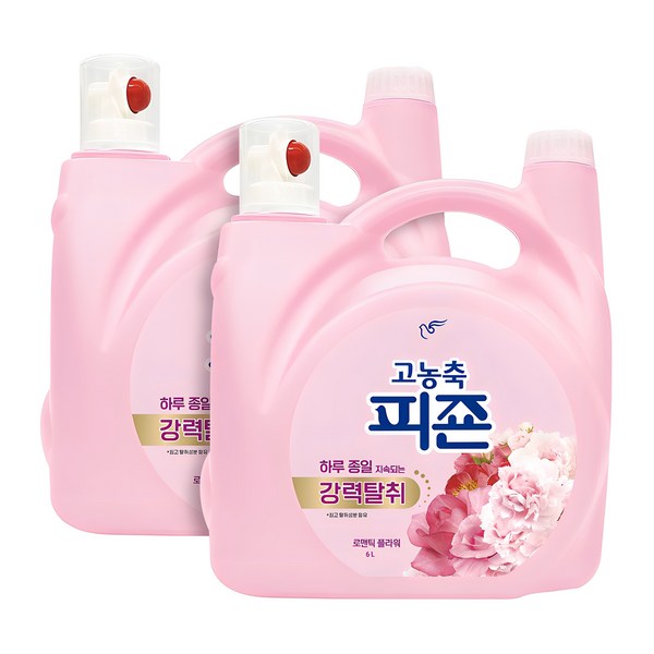 피죤 강력탈취 섬유유연제 로맨틱 플라워 본품, 6L, 2개