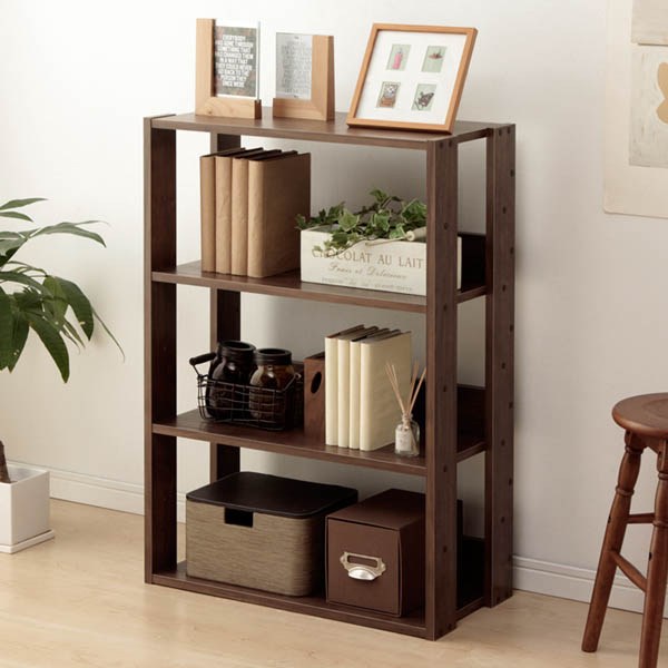  아이리스 3단 오픈 우드 수납장 OWR-600 60cm, 브라운 