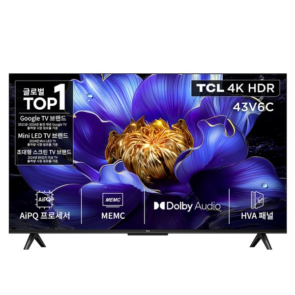 TCL 4K UHD LED HDR 스마트TV 43V6C