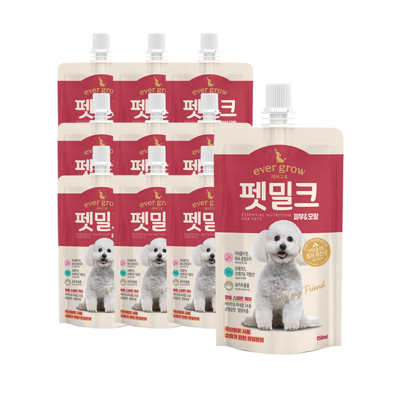 에버그로 펫밀크, 피부&모발 맛, 150ml, 10개입