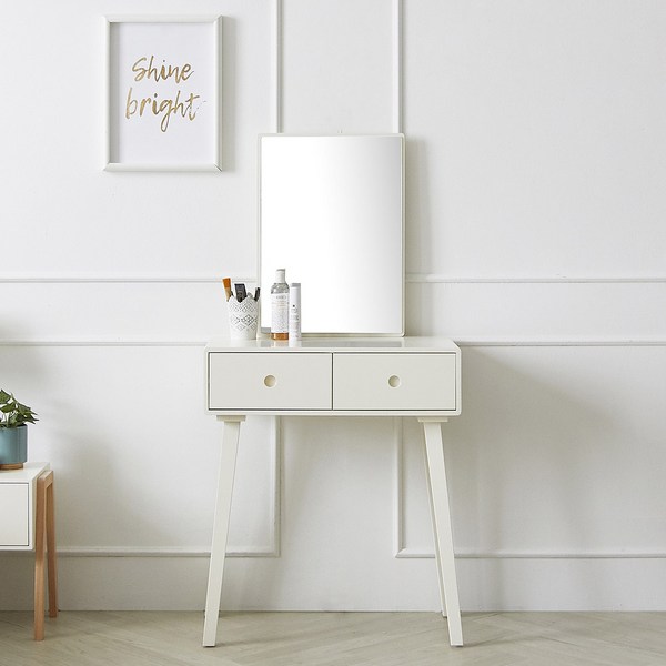  파로마 데이지 원목다리 650 화장대, 크림화이트 