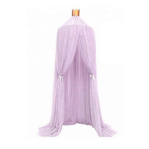  고급형 북유럽 망사 침대 캐노피 + 금색 별장식, 퍼플 