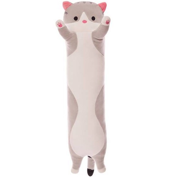 TCR 고양이 인형 안고자는 바디 필로우 베개 쿠션, 그레이