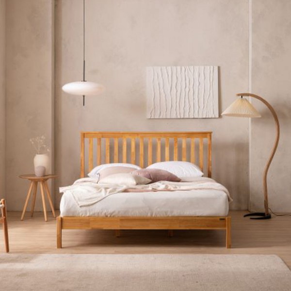  디자이너스룸 이스테지아 루나 기본형 원목 침대 + 매트리스 방문설치, 브라운 