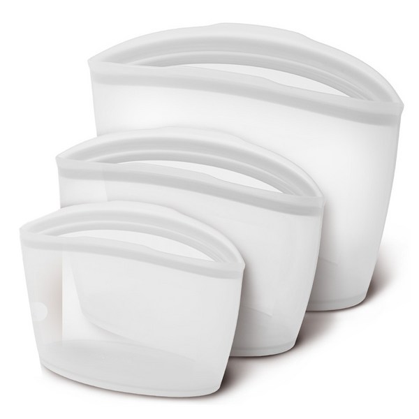 퍼기 3중 밀폐 실리콘 지퍼백 3종 세트 화이트, 1세트, 500ml, 850ml, 1500ml