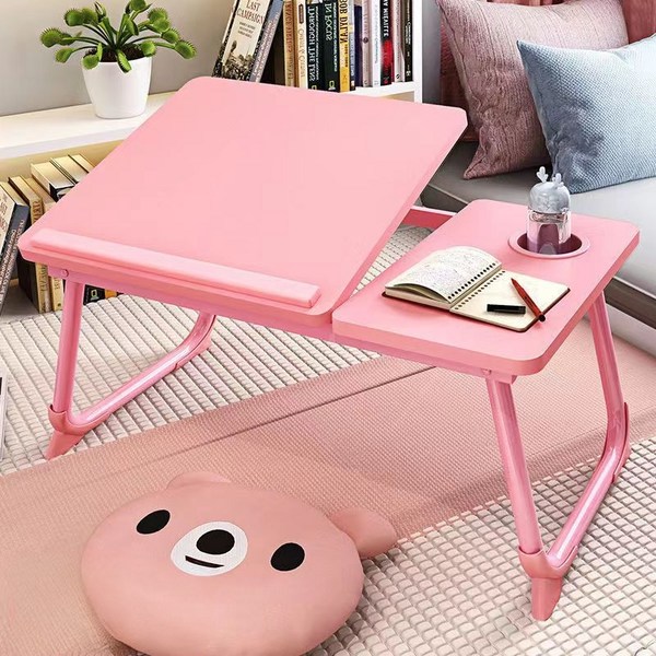  네즈네스 접이식 5단 각도조절 좌식 침대 테이블, 핑크 
