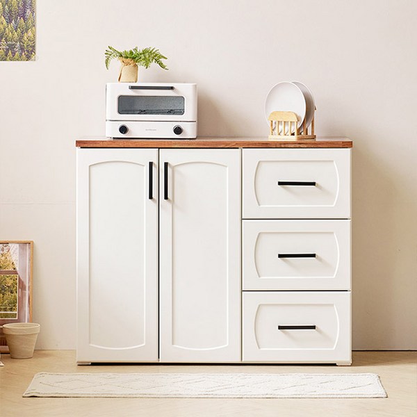 헤이몰리 아뜨랑 1000 다용도 주방 서랍형 수납장 방문설치, 빈티지블랙