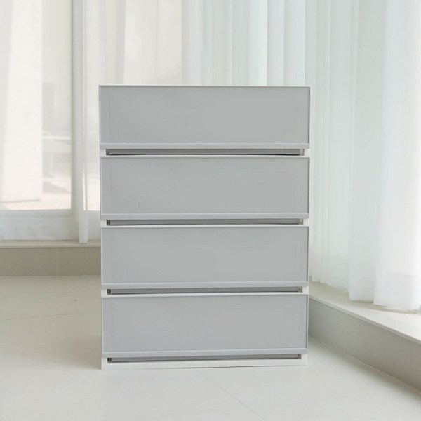 샤바스 컬러스토리 서랍장 600 와이드 4단, 그레이, 4개