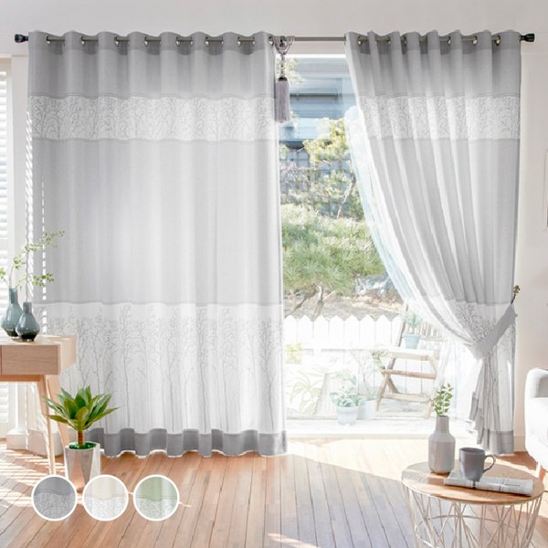  지나송 숲속의 정원 아일렛 봉포함 암막커튼 세트 